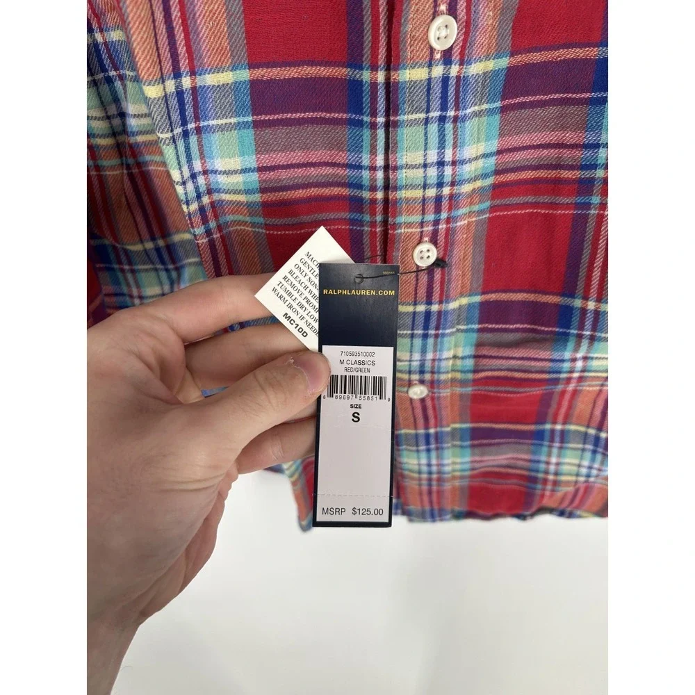 Polo Ralph Lauren‎ Shirt Mens Small Colorful Red Plaid Button Down Long Sleeve